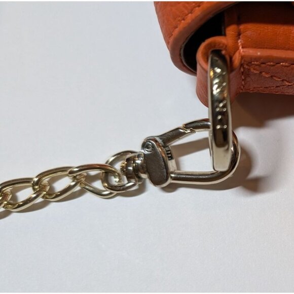 DKNY Soft Leather Bag Orange Chain Strap Crossbody/Shoulder Purse - Picture 13 of 15
